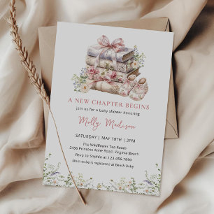 Invitation Un nouveau chapitre commence le Baby shower Fleur 