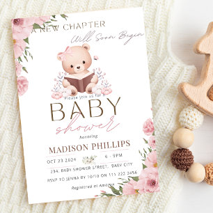 Invitation Un Nouveau Chapitre Commence Le Baby shower Rose T