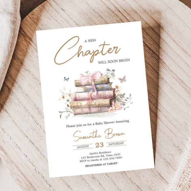 Invitation Un nouveau chapitre commence le Baby shower Storyb (Whimsical New Chapter Begins Storybook Baby Shower Invitation)
