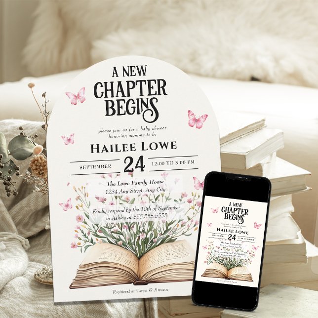 Invitation Un nouveau chapitre commence le Fleur sauvage rose (Créateur téléchargé)