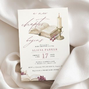 Invitation Un nouveau chapitre commence livre baby shower