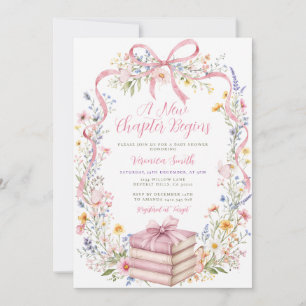 Invitation Un nouveau chapitre commence Livre Baby Shower Fle