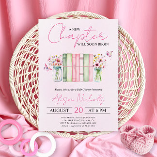 Invitation Un nouveau chapitre commence livre fille baby show