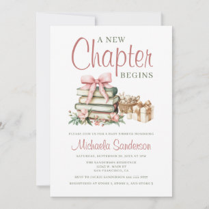 Invitation Un Nouveau Chapitre Commence Livres à Ruban Rose B
