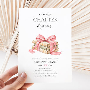 Invitation Un nouveau chapitre commence Livres à ruban rose B