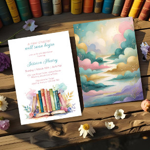 Invitation Un nouveau chapitre Livre aquarelle Shower de mari