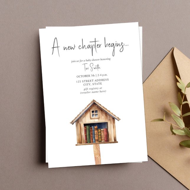 Invitation Un nouveau chapitre Mini Baby shower de livres de  (Créateur téléchargé)