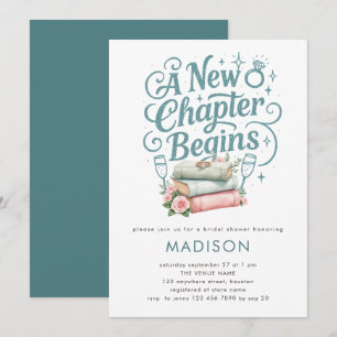 Invitation Un nouveau chapitre Turquoise Faux Parties scintil
