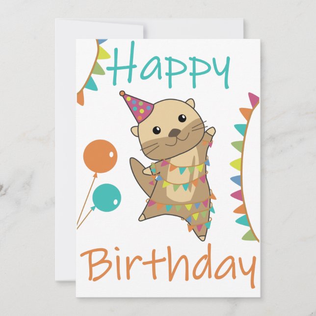 Invitation Un Otter Anniversaire Souhaite Joli Otter Cl Adult (Devant)