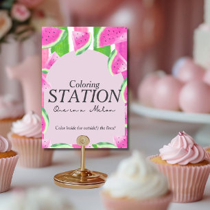 Invitation Un panneau Pastèque rose de la station de couleur