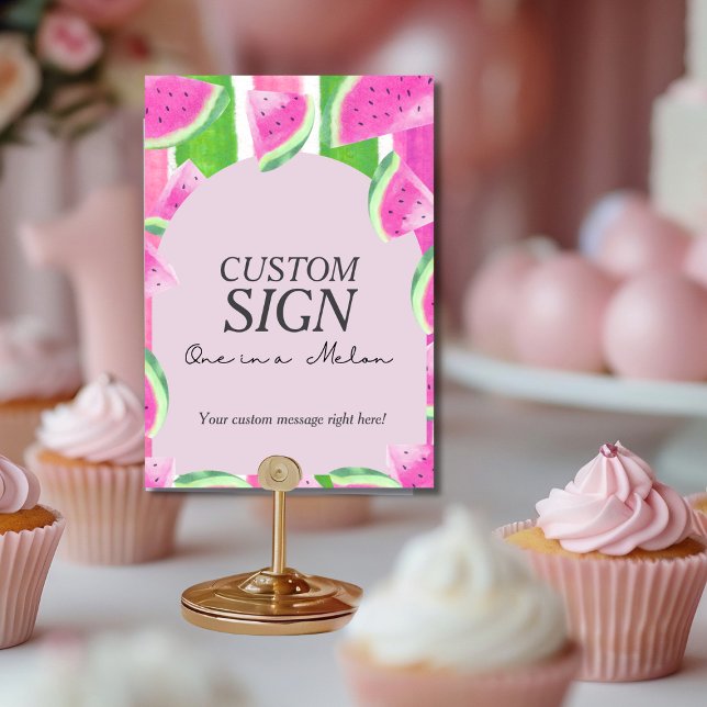 Invitation Un panneau Pastèque rose personnalisée dans un mel (One in Melon Custom Pink Watermelon Sign)