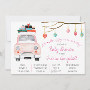 Invitation Un paquet de joie est en route ! Baby shower rose