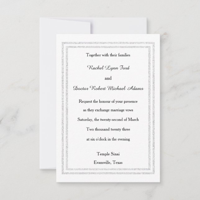 Invitation Un Parties scintillant d'argent blanc chic, 3x5-Ma (Devant)