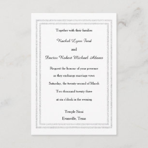 Invitation Un Parties scintillant d'argent blanc chic, 3x5-Ma