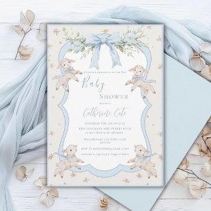 Invitation Un petit agneau bleu Lambs Sheep Baby Shower
