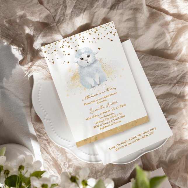Invitation Un Petit Agneau Se Trouve Sur Le Chemin Du Baby sh (Créateur téléchargé)