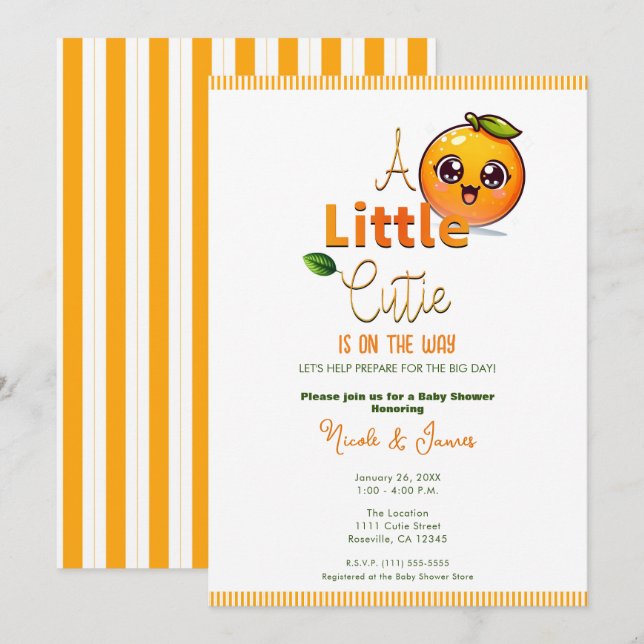Invitation Un petit amour arrive Fête prénatale pour bébé ora (Devant / Derrière)