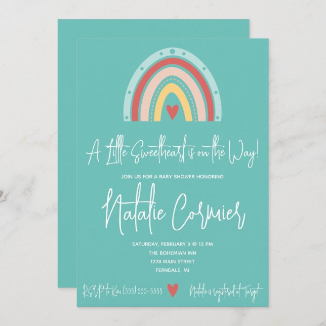 Invitation Un Petit Amoureux est en route ! Baby shower dans (Devant / Derrière)