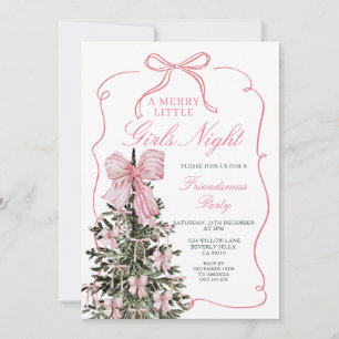 Invitation Un petit arbre de Noël rose pour une soirée entre