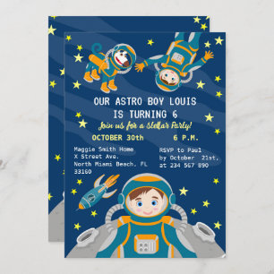 Invitation Un petit astronaute rêve fête d'anniversaire