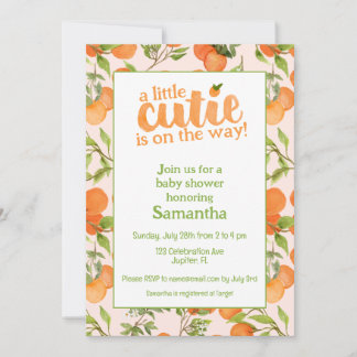 Invitation Un petit Baby shower Arrière - plan Cutie Peach