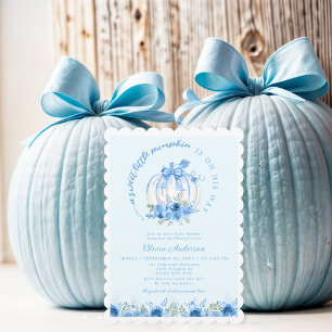 Invitation Un petit Baby shower bleu cou Citrouille doux
