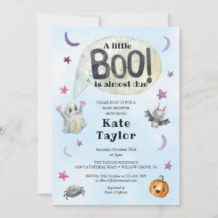 Invitation Un petit Baby shower bleu Halloween Boo