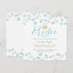 Invitation Un petit Baby shower  Blue Gold Parties scintillan