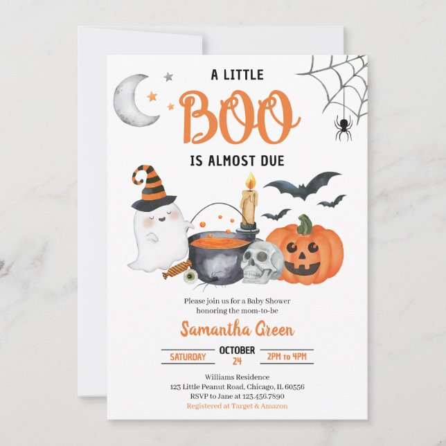 Invitation Un Petit Baby shower Boo (Devant)