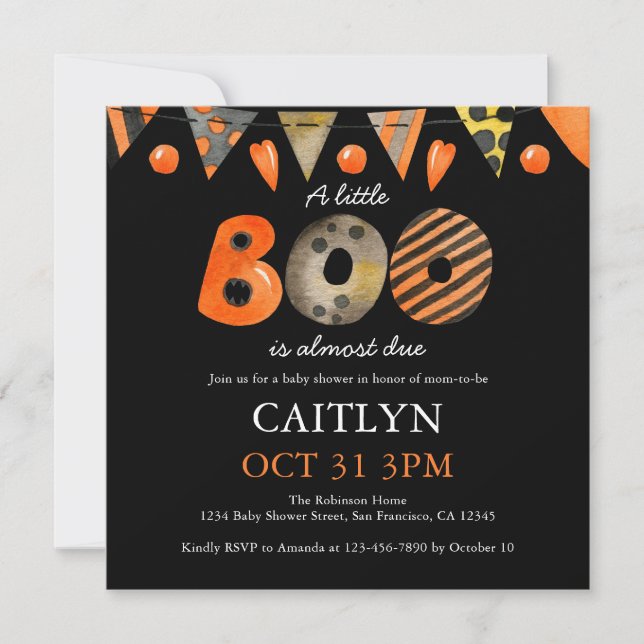 Invitation Un petit Baby shower Boo Halloween (Devant)
