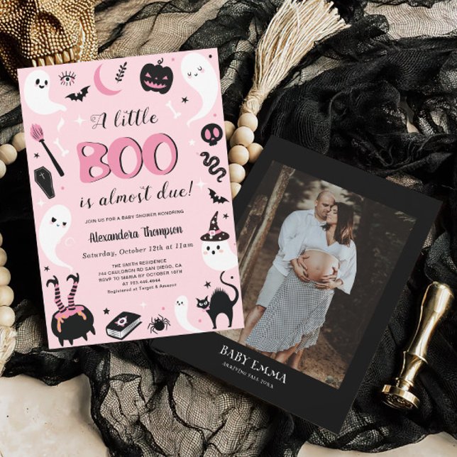 Invitation Un petit Baby shower Boo Pink Halloween (Créateur téléchargé)