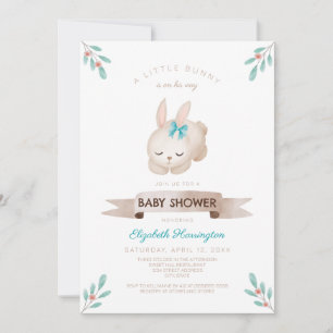 Invitation Un Petit Baby shower Bunny Spring Boy