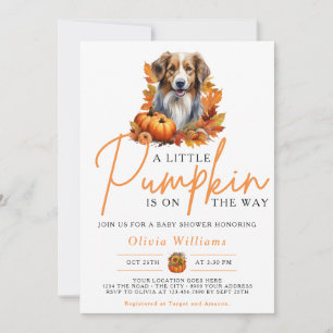 Invitation Un petit Baby shower Citrouille Automne CHIEN