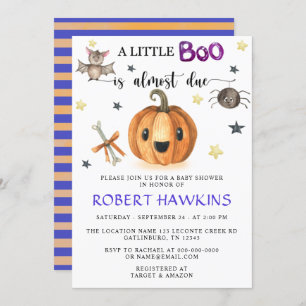 Invitation Un petit Baby shower Citrouille Boo Halloween