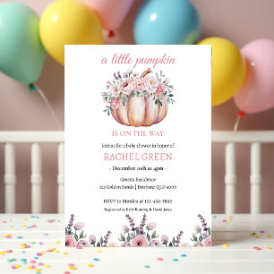 Invitation Un Petit Baby shower Citrouille Chute Florale