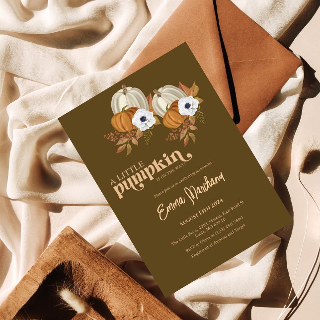 Invitation Un petit baby shower citrouille citrouille à fleur (Créateur téléchargé)