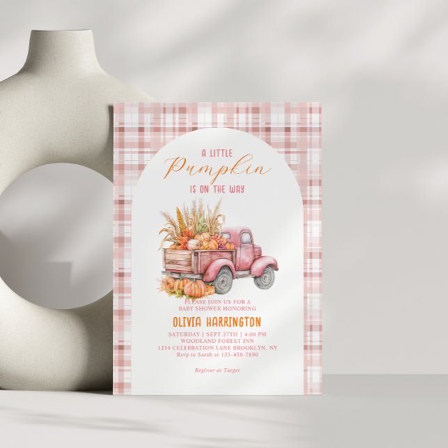 Invitation Un petit Baby shower Citrouille de fille de camion (Créateur téléchargé)