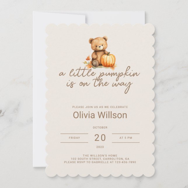 Invitation Un petit Baby shower Citrouille d'Halloween (Devant)