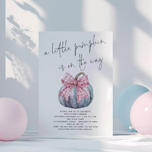 Invitation Un petit Baby shower Citrouille PInk Coquette Bow