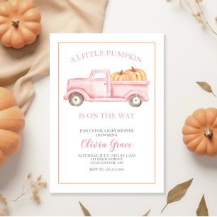 Invitation Un Petit Baby shower Citrouille Pink Truck Invitat