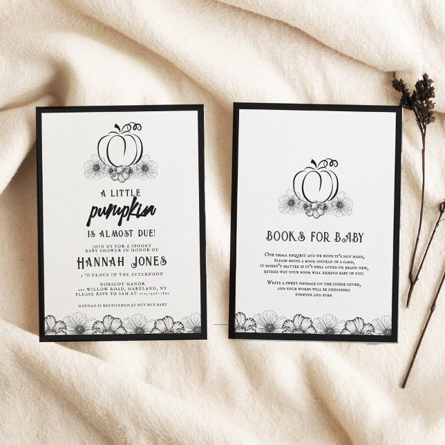 Invitation Un petit Baby shower citrouille Skulls & Flowers (Créateur téléchargé)