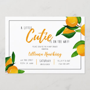 Invitation Un Petit Baby shower Cutie Orange Citrus Thème