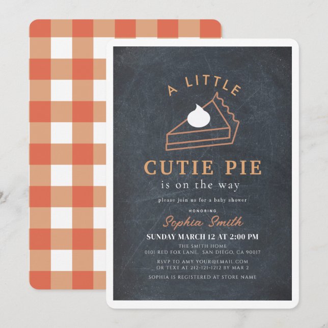 Invitation Un Petit Baby shower Cutie Pie Thanksgiving (Devant / Derrière)