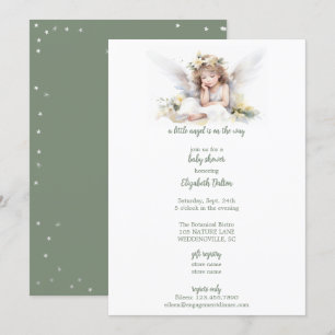Invitation Un petit Baby shower d'angle aquarelle