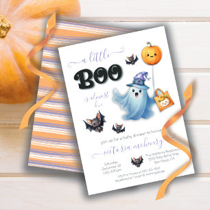 Invitation Un petit Baby shower d'aquarelle Boo Halloween