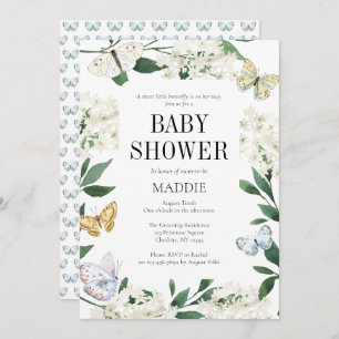 Invitation Un petit Baby shower d'aquarelle florale papillon
