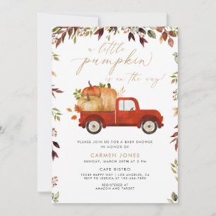 Invitation Un petit Baby shower d'automne de camion rouge Cit