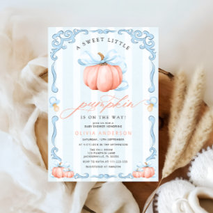 Invitation Un petit Baby shower de Bow Bleu Automne Citrouill