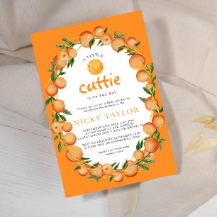 Invitation Un Petit Baby shower De Cadre Orange Oval Cutie