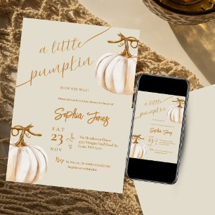 Invitation Un petit baby shower de chute blanc brun citrouill